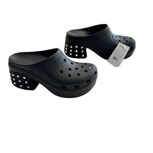 Crocs Siren Studded Heel Clog Mens 13 Black 209017-001 NEW Goth Y2K Punk